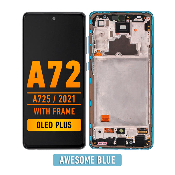 Samsung Galaxy A72 (A725 / 2021) (6.67") OLED Screen Assembly Replacement With Frame (OLED PLUS) (Awesome Blue)