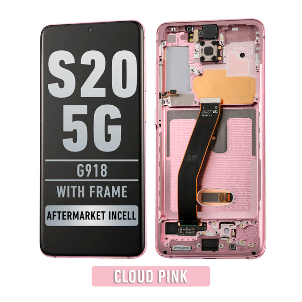 Samsung Galaxy S20 5G LCD Screen Assembly Replacement With Frame (Compatible For All Carriers Except Verizon 5G UW Model) (Aftermarket Incell) (Cloud Pink)