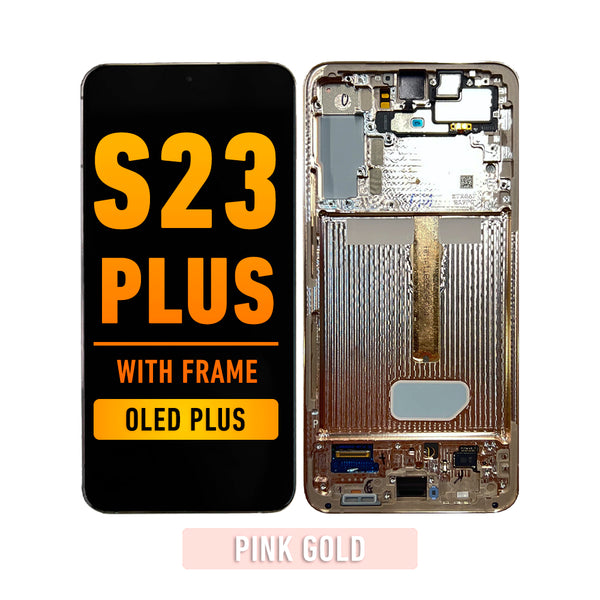 Samsung Galaxy S23 Plus 5G OLED Screen Assembly Replacement With Frame (OLED PLUS) (Pink Gold)