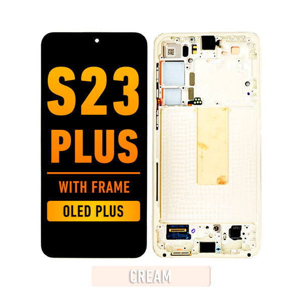 Samsung Galaxy S23 Plus 5G OLED Screen Assembly Replacement With Frame (OLED PLUS) (Cream)