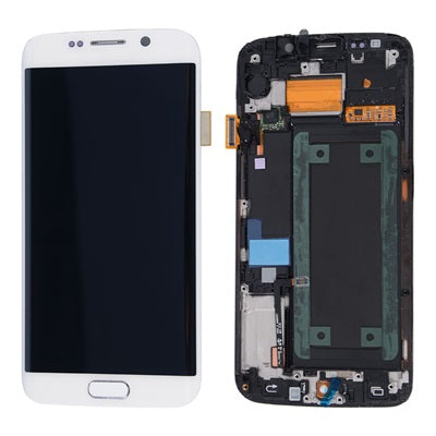 Samsung Galaxy S6 Edge OLED Screen Assembly Replacement With Frame (AT&T / T-Mobile / International) (Premium) (White Pearl / Silver)