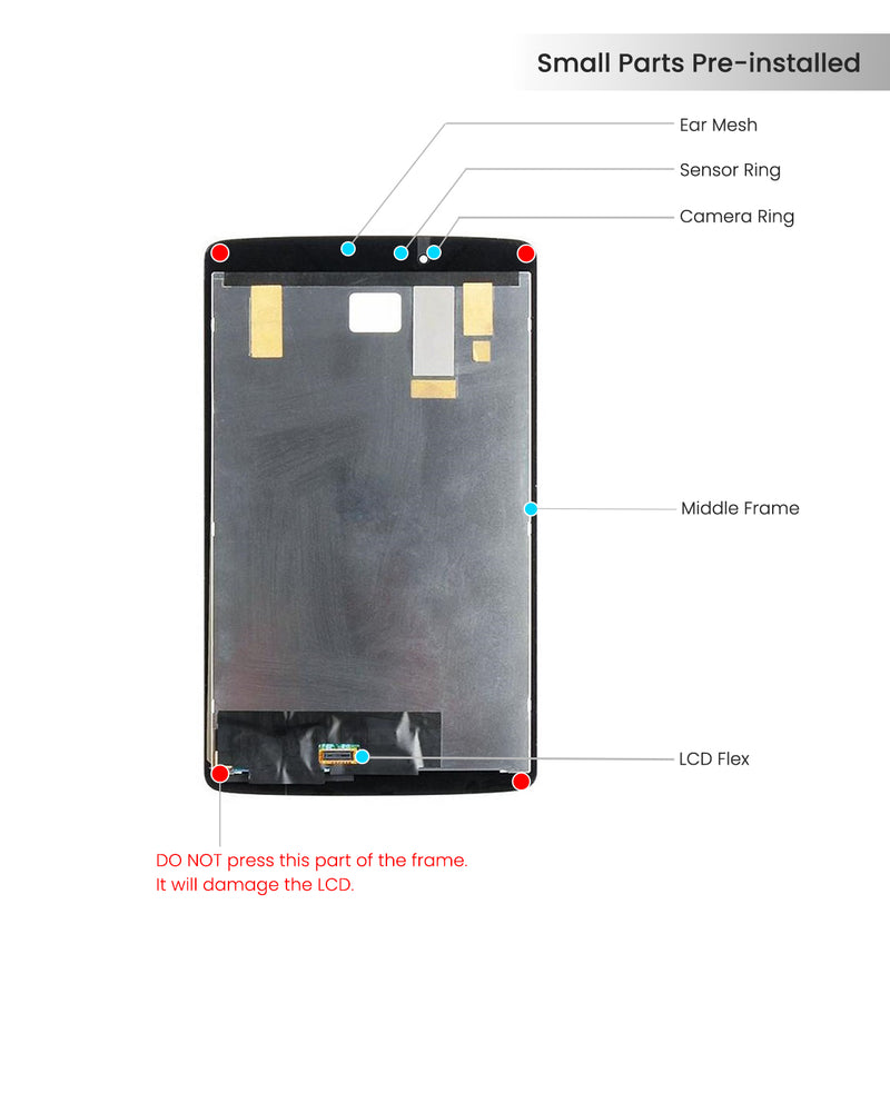 LG G Pad 8.0 (V480) LCD Screen Assembly Replacement With Digitizer With Frame (Black)