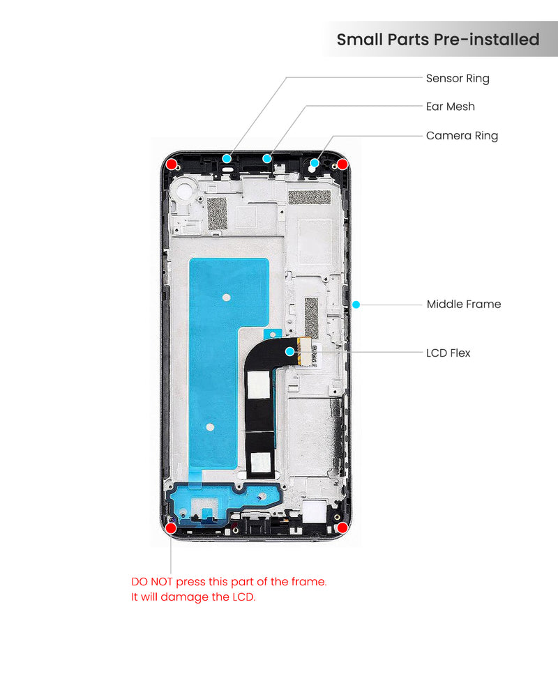 LG K30 (2019) / Escape Plus / Aristo 4 Plus / Arena 2 LM-X320EMW LCD Screen Assembly Replacement With Frame (All Colors)