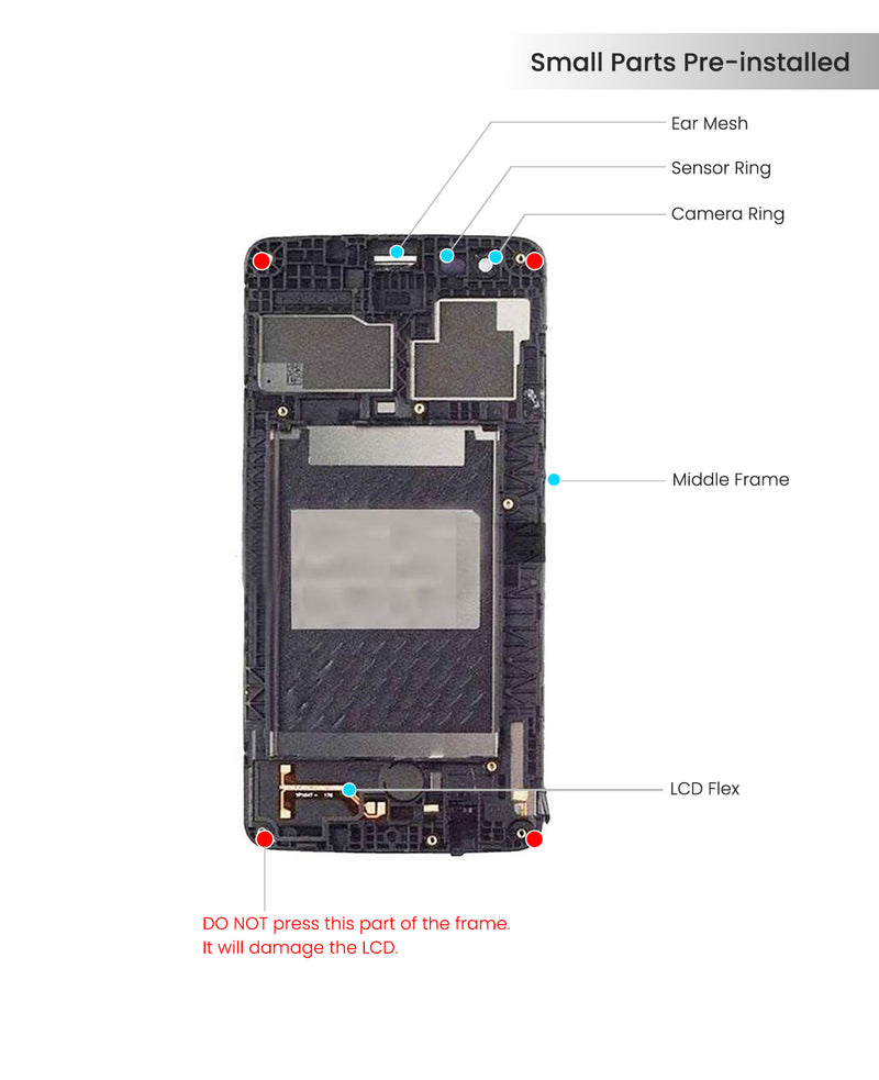 LG K8 (2017) / Aristo MS210 LCD Screen Assembly Replacement With Frame (US Version) (Silver)