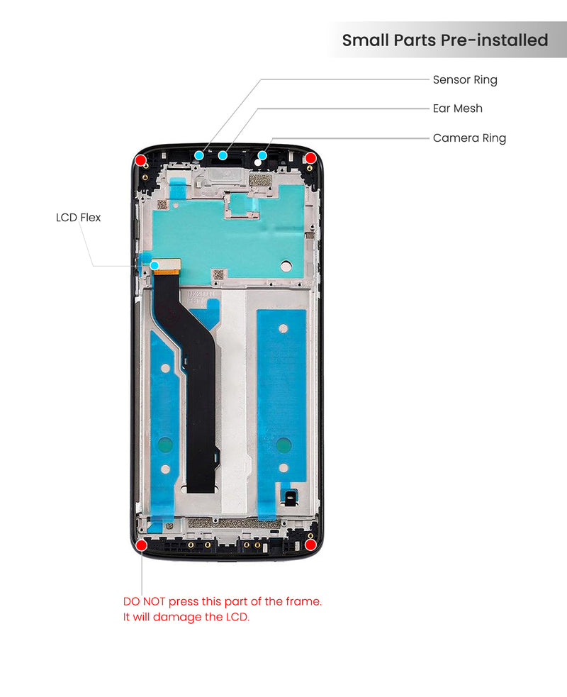 Motorola Moto E5 Plus (XT1924) LCD Screen Assembly Replacement With Frame (Refurbished) (Blue)