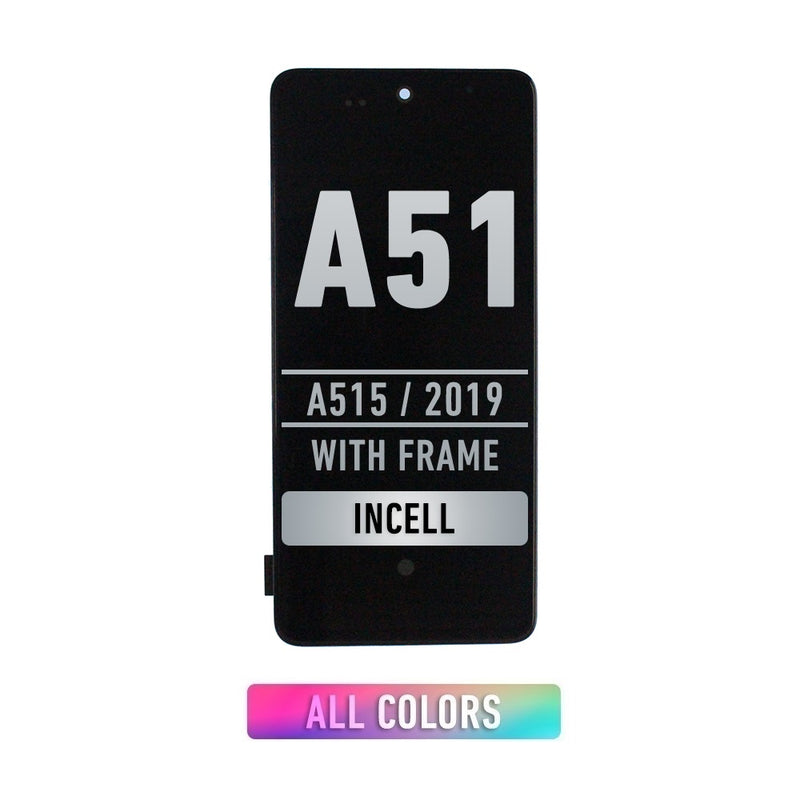 Samsung Galaxy A51 (A515 / 2019) (6.46) LCD Screen Assembly Replacement With Frame (WITHOUT FINGER PRINT SENSOR) (Aftermarket Incell) (All Colors)