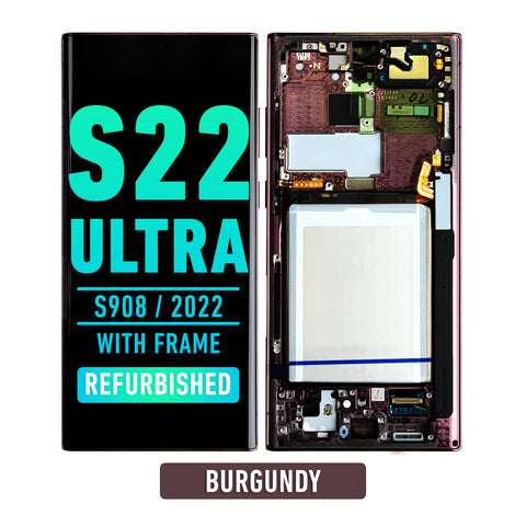 Samsung Galaxy S22 Ultra OLED Screen Assembly Replacement With Frame (Refurbished) (Burgundy)