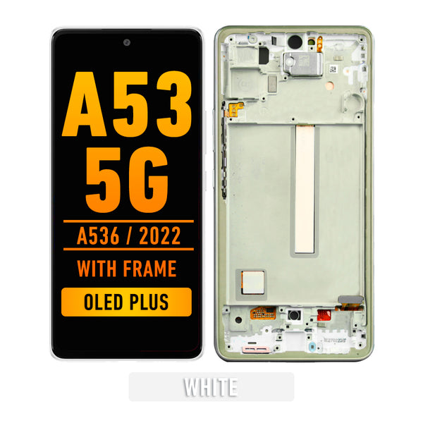 Samsung Galaxy A53 5G (A536 / 2022) (6.36") OLED Screen Assembly Replacement With Frame (OLED PLUS) (White)