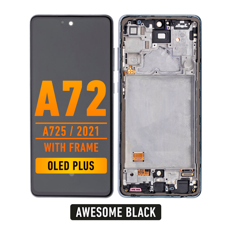 Samsung Galaxy A72 (A725 / 2021) (6.67") OLED Screen Assembly Replacement With Frame (OLED PLUS) (Awesome Black)