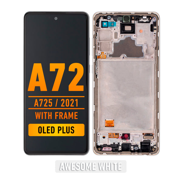 Samsung Galaxy A72 (A725 / 2021) (6.67") OLED Screen Assembly Replacement With Frame (OLED PLUS) (Awesome White