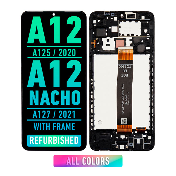 Samsung Galaxy A12 (A125 / 2020) / A12 Nacho (A127 / 2021) LCD Screen Assembly Replacement With Frame (Premium / Refurbished)