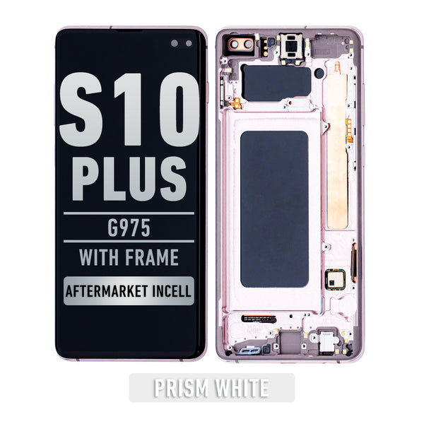 Samsung Galaxy S10 Plus LCD Screen Assembly Replacement With Frame (WITHOUT FINGER PRINT SENSOR)  (Aftermarket Incell) (Ceramic / Prism White)