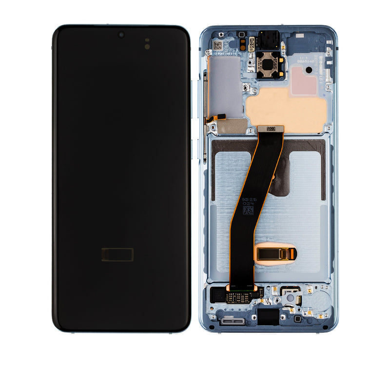 Samsung Galaxy S20 5G LCD Screen Assembly Replacement With Frame (Compatible For All Carriers Except Verizon 5G UW Model) (OLED PLUS) (Cloud Blue)