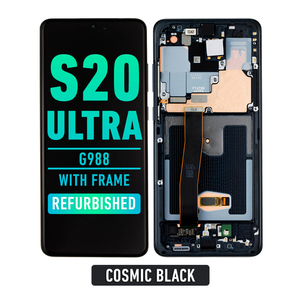 Samsung Galaxy S20 Ultra 5G OLED Screen Assembly Replacement With Frame (Compatible For All Carriers) (Refurbished) (Cosmic Black)