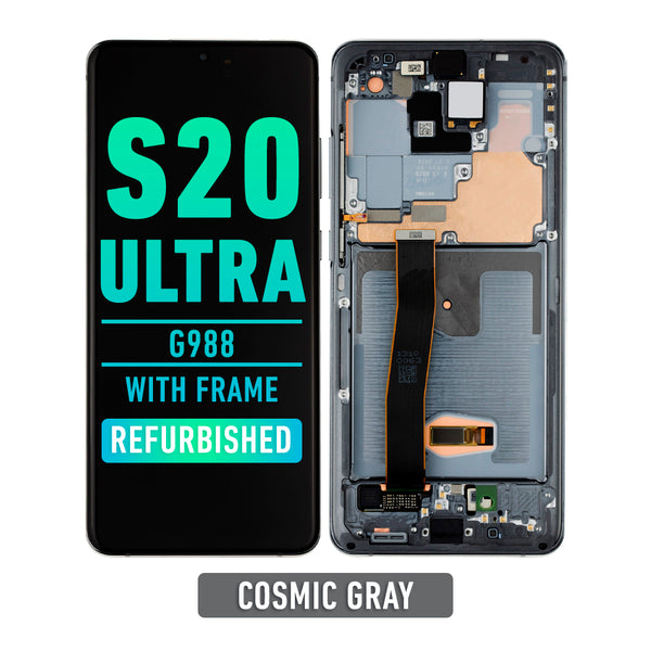 Samsung Galaxy S20 Ultra 5G OLED Screen Assembly Replacement With Frame (Compatible with All Carriers) (Refurbished) (Cosmic Gray)