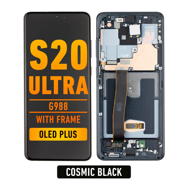 Samsung Galaxy S20 Ultra 5G OLED Screen Assembly Replacement With Frame (OLED PLUS) (Cosmic Black)