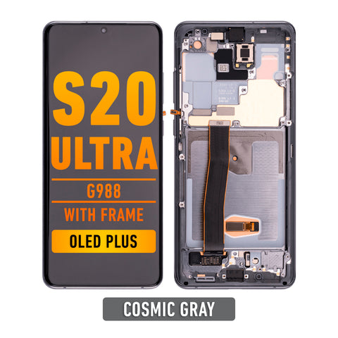 Samsung Galaxy S20 Ultra 5G OLED Screen Assembly Replacement With Frame (OLED PLUS) (Cosmic Gray)