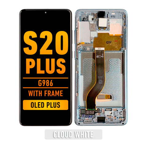 Samsung Galaxy S20 Plus 5G OLED Screen Assembly Replacement With Frame (OLED PLUS) (Cloud White)