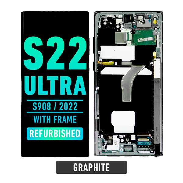 Samsung Galaxy S22 Ultra OLED Screen Assembly Replacement With Frame (Refurbished) (Graphite)