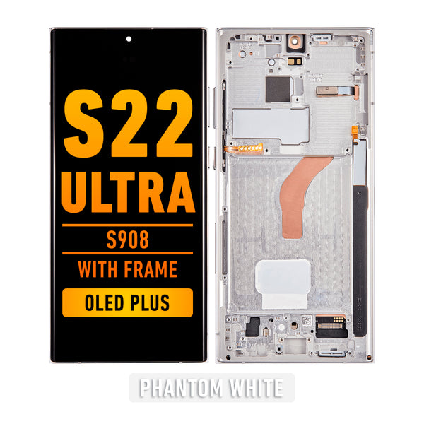 Samsung Galaxy S22 Ultra OLED Screen Assembly Replacement With Frame (OLED PLUS) (Phantom White)