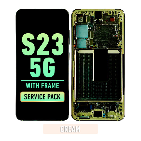 Samsung Galaxy S23 5G OLED Screen Assembly Replacement With Frame (Service Pack) (Cream)