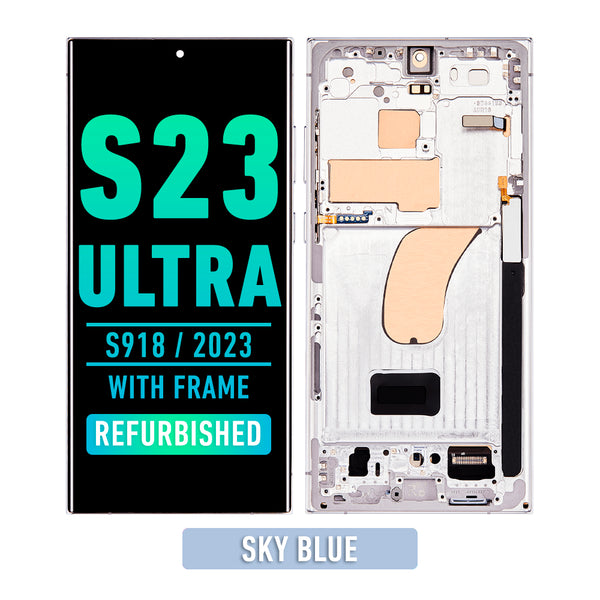 Samsung Galaxy S23 Ultra 5G OLED Screen Assembly Replacement With Frame (Refurbished) (Sky Blue)