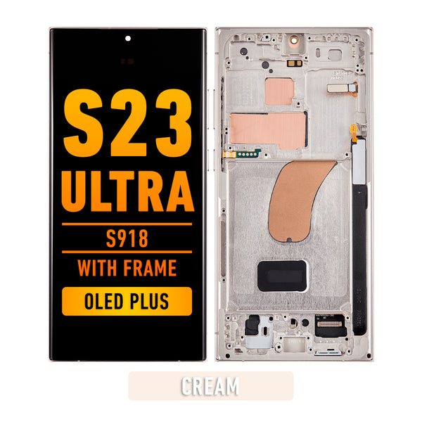 Samsung Galaxy S23 Ultra OLED Screen Assembly Replacement With Frame (OLED PLUS) (Cream)