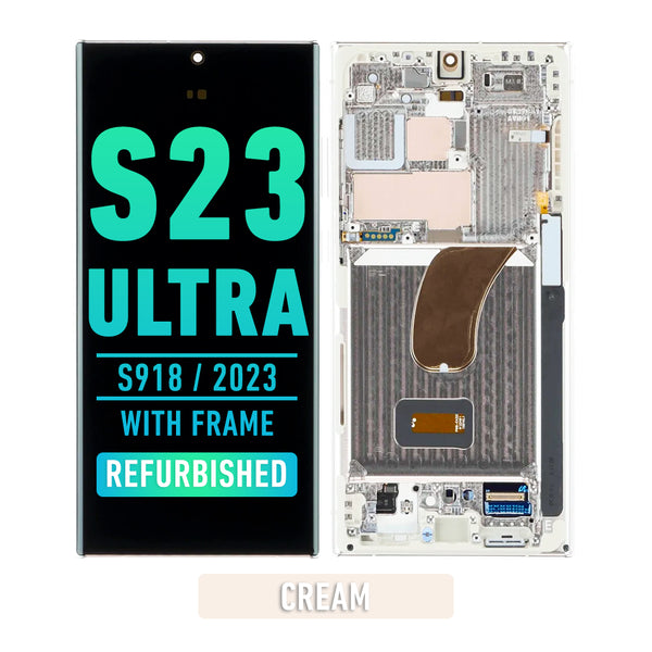 Samsung Galaxy S23 Ultra 5G OLED Screen Assembly Replacement With Frame (Refurbished) (Cream)