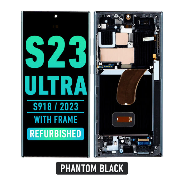 Samsung Galaxy S23 Ultra 5G OLED Screen Assembly Replacement With Frame (Refurbished) (Phantom Black)