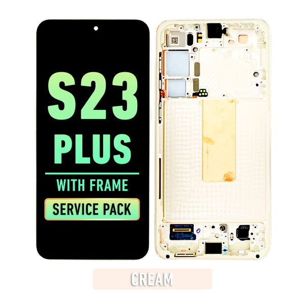 Samsung Galaxy S23 Plus 5G OLED Screen Assembly Replacement With Frame (Service Pack) (Cream)