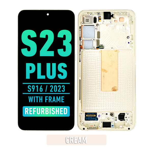 Samsung Galaxy S23 Plus 5G OLED Screen Assembly Replacement With Frame (Refurbished) (Cream)