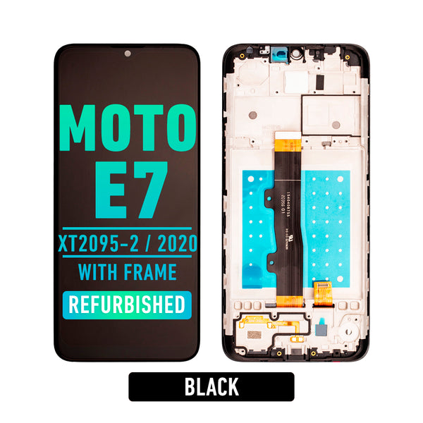 Motorola Moto E7 (XT2095-2 / 2020) LCD Screen Assembly Replacement With Frame (Black)