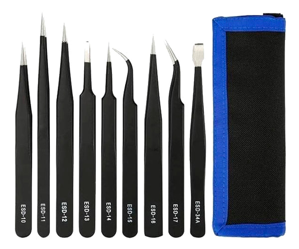 Tweezer With Carrying Pouch (9 Pcs Set)