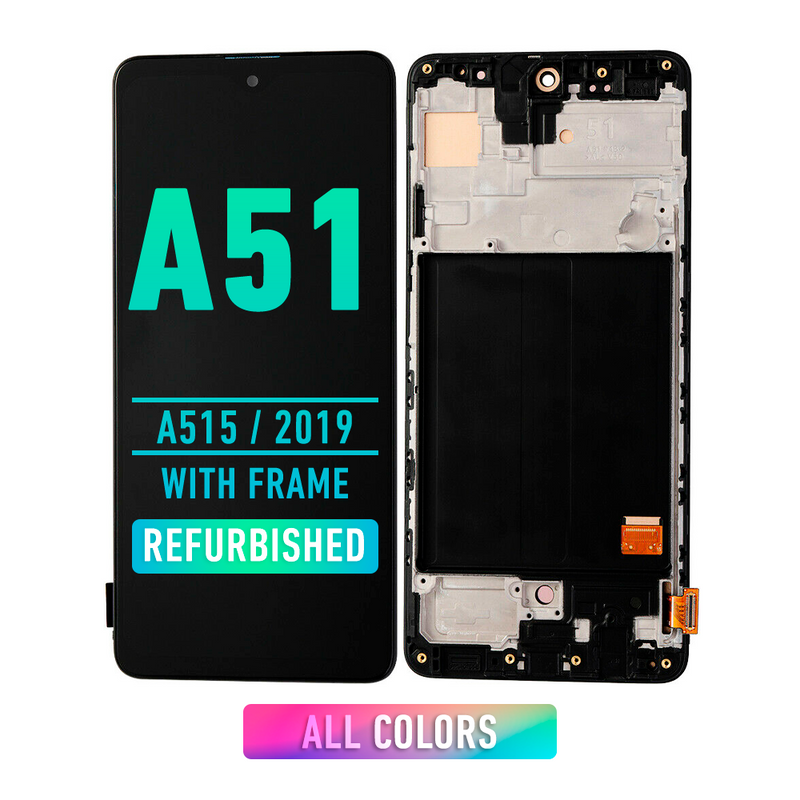 Samsung Galaxy A51 (A515 / 2019) (6.46) OLED Screen Assembly Replacement With Frame (Refurbished) (All Colors)