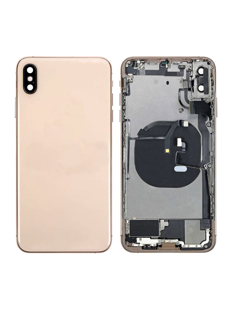 iPhone XS Max Housing Back Cover Glass Replacement With Small Parts (No Logo)  (All Colors)