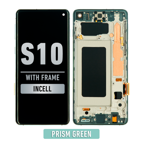 Samsung Galaxy S10 LCD Screen Assembly Replacement With Frame (WITHOUT FINGER PRINT SENSOR) (Aftermarket Incell) (Prism Green)