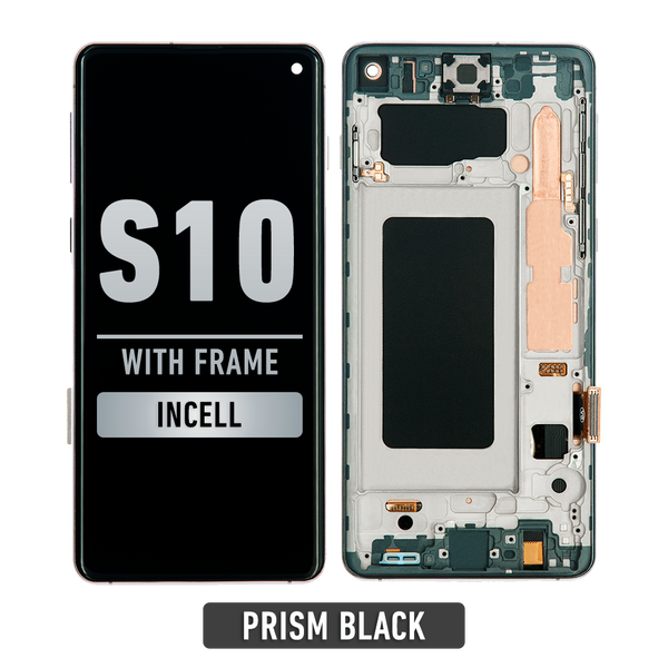 Samsung Galaxy S10 LCD Screen Assembly Replacement With Frame (WITHOUT FINGER PRINT SENSOR) (Aftermarket Incell) (Ceramic / Prism Black)