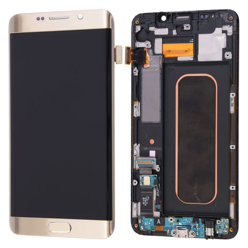 Samsung Galaxy S6 Edge Plus OLED Screen Assembly Replacement With Frame (AT&T / T-Mobile) (Refurbished) (Gold Platinum)