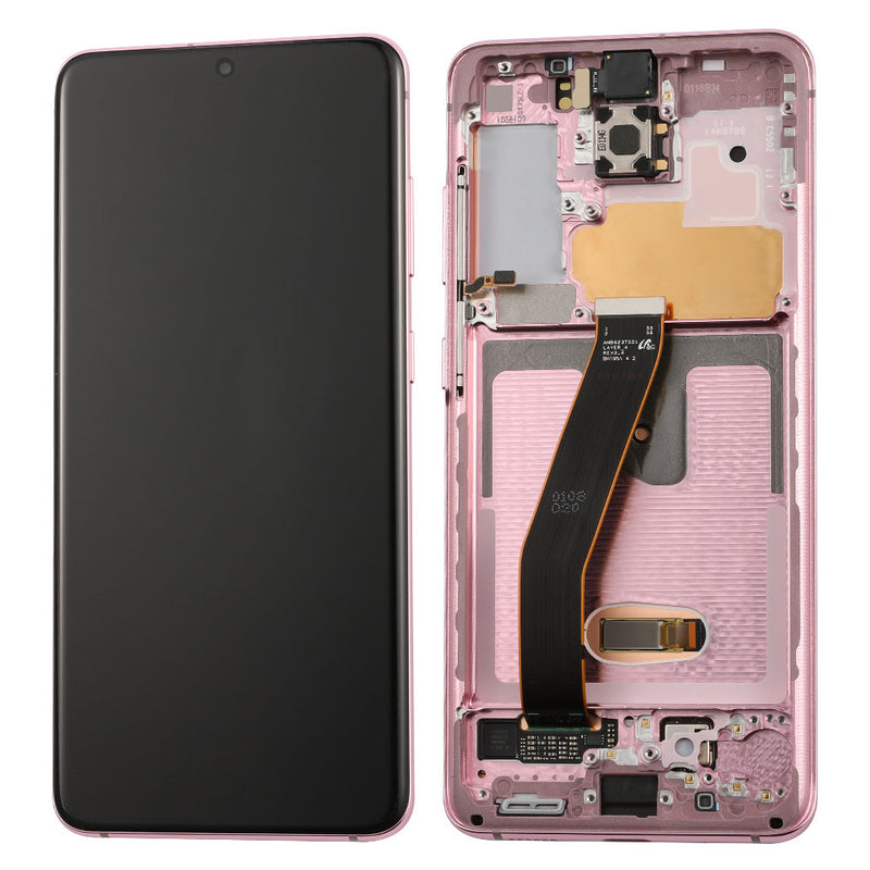 Samsung Galaxy S20 5G OLED Screen Assembly Replacement With Frame (Compatible For All Carriers Except Verizon 5G UW Model) (Refurbished) (Cloud Pink)