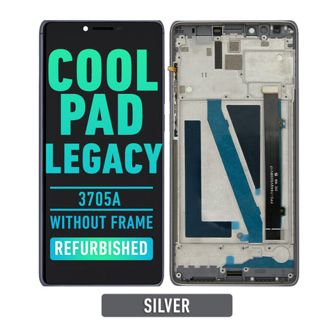 Coolpad Legacy (3705A / T-MOBILE VERSION) LCD Screen Assembly Replacement With Frame (Refurbished) (Silver)