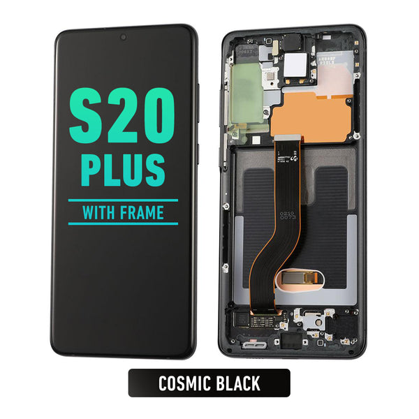 Samsung Galaxy S20 Plus 5G OLED Screen Assembly Replacement With Frame (Compatible with All Carriers) (Refurbished) (Cosmic Black)