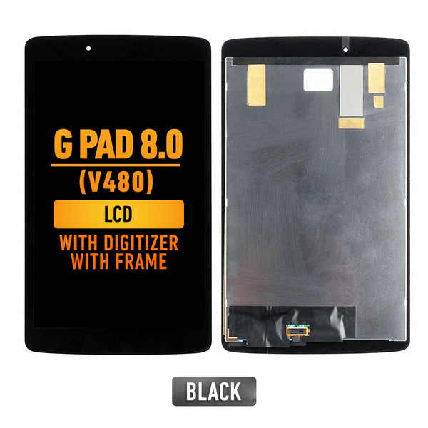 LG G Pad 8.0 (V480) LCD Screen Assembly Replacement With Digitizer With Frame (Black)