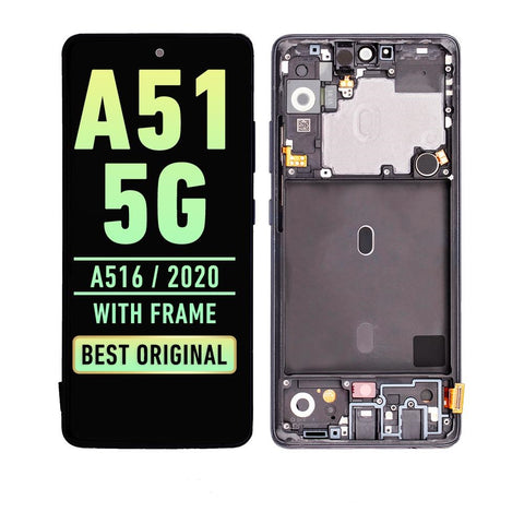 Samsung Galaxy A51 5G  (A516 / 2020) (Non-Verizon 5G UW Frame) OLED Screen Assembly Replacement With Frame (Refurbished) (Black)