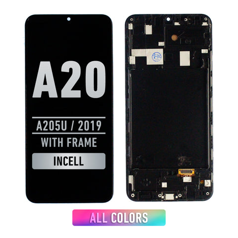 Samsung Galaxy A20 (A205U / 2019) LCD Screen Assembly Replacement With Frame (Aftermarket Incell) (All Colors)