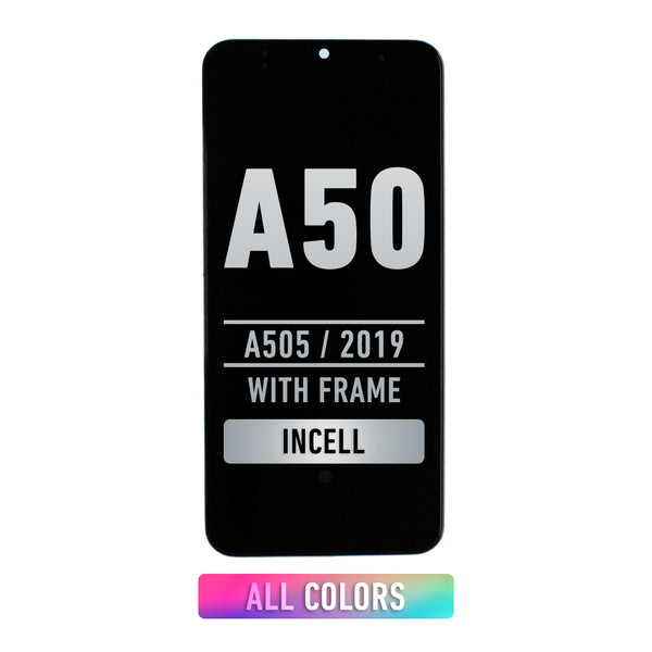 Samsung Galaxy A50 (A505 / 2019) LCD Screen Assembly Replacement With Frame (WITHOUT FINGER PRINT SENSOR) (US Version) (Aftermarket Incell) (All Colors)