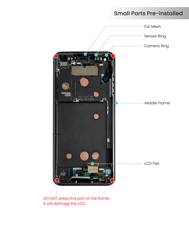 LG G6 LCD Screen Assembly Replacement With Frame (Mystic White)