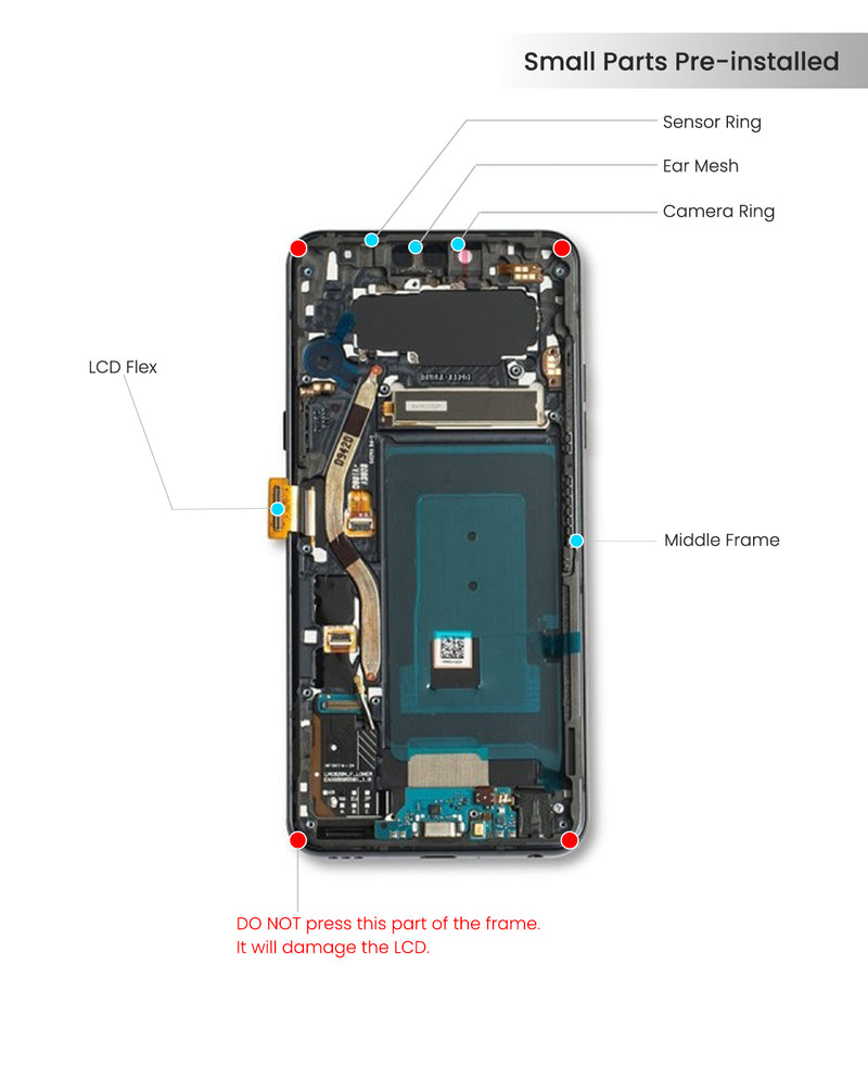 LG G8S ThinQ LCD Screen Assembly Replacement With Frame (Mirror Green)