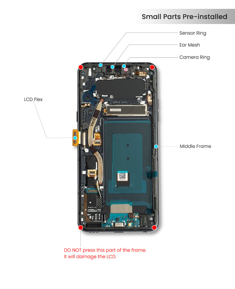 LG G8S ThinQ LCD Screen Assembly Replacement With Frame (Mirror Teal)