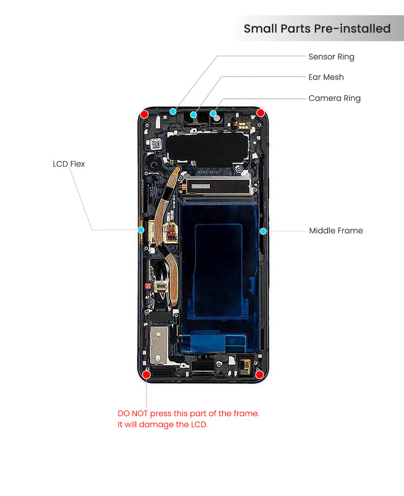 LG G8 ThinQ LCD Screen Assembly Replacement With Frame (Aurora Black)