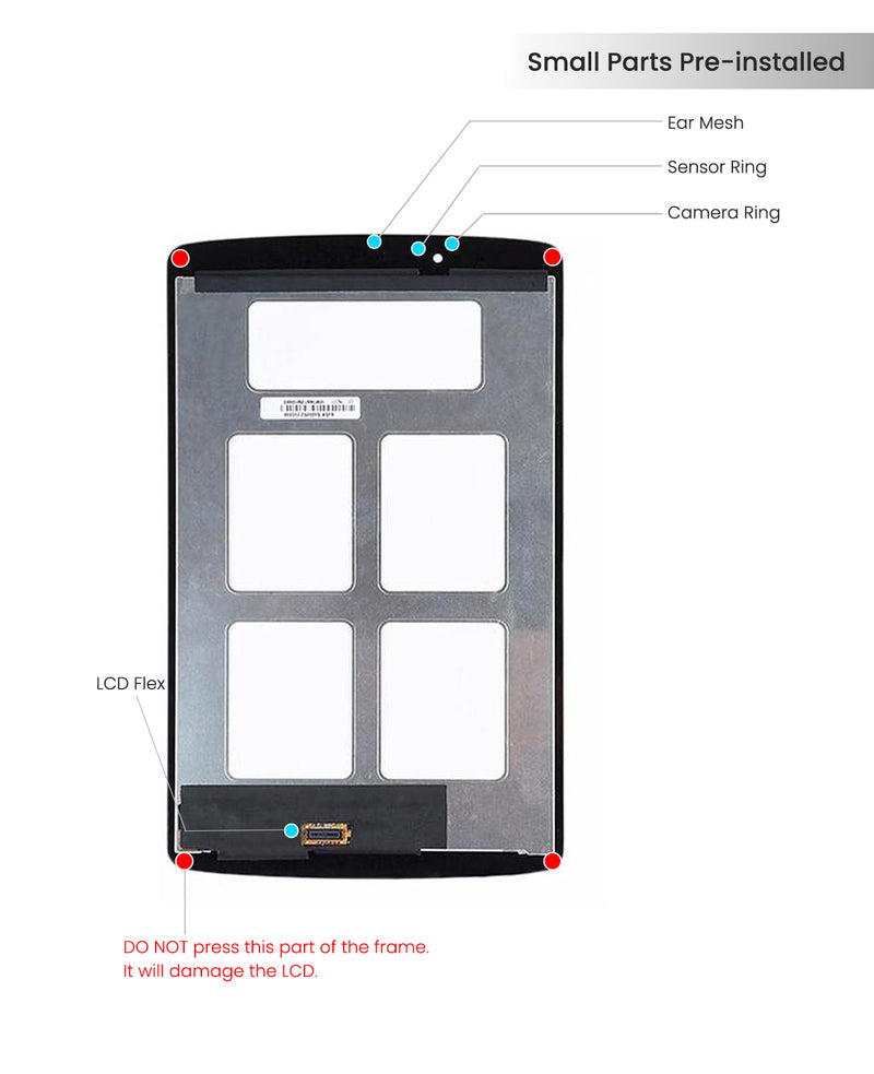 LG G Pad F 8.0 (V495) / (V495) LCD Screen Assembly Without Frame Replacement (Black)